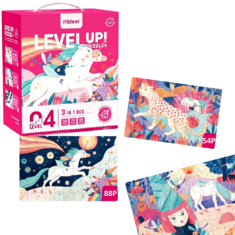 Puzzle - Seria de puzzle-uri „Unicorn”, 3 în 1, nivelul 4