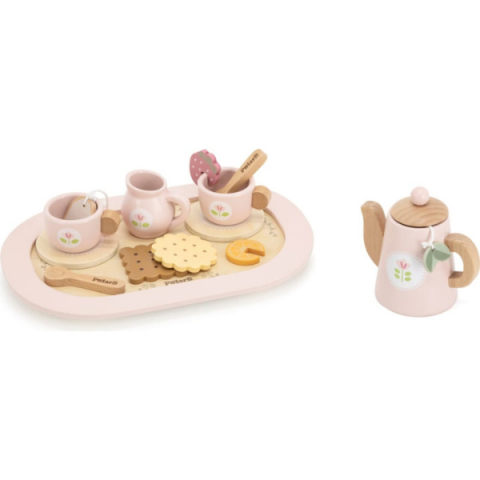 Set de ceai din lemn (roz) [6]