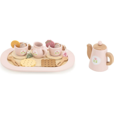 Set de ceai din lemn (roz) [5]