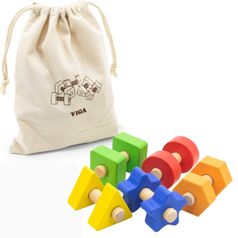 Toate Produsele - Set de construcție din lemn "Șuruburi și piulițe", 40 piese