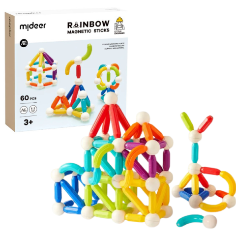 Toate Produsele - Set de construcție magnetic „Cilindri în culori de curcubeu”, 60 buc.