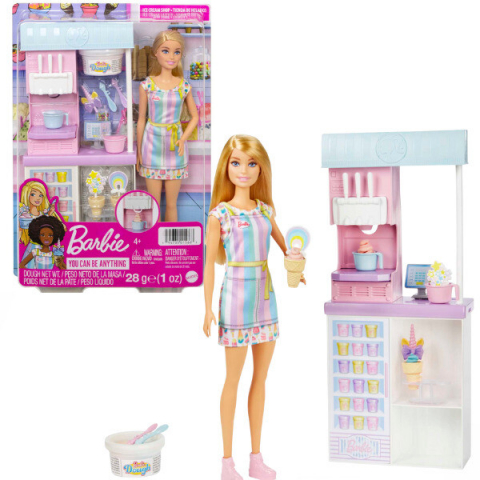 Păpușe - Set de joc Barbie „Magazin de înghețată”