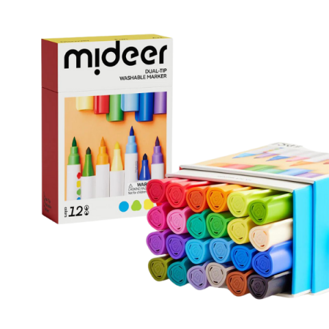 Toate Produsele - Set de markere lavabile cu 2 vârfuri, 12 culori