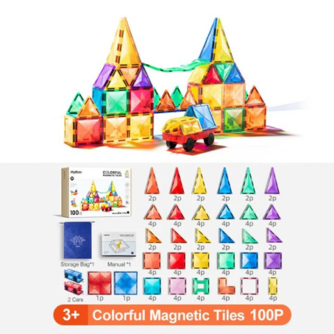 Set multicolor de construcție magnetic, 100 buc. [10]