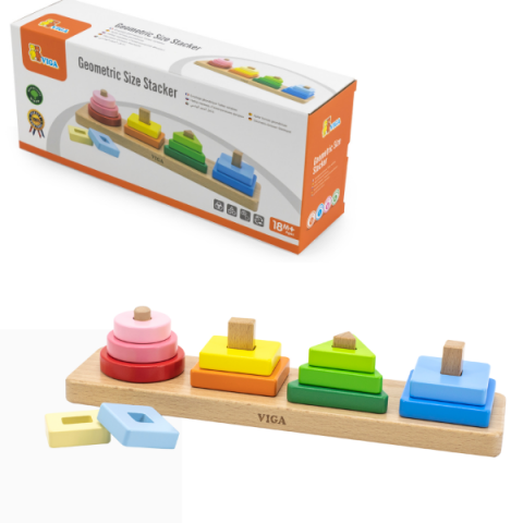 Jucării de sortat - Sorter geometric din lemn "Învățăm despre forme si culori"