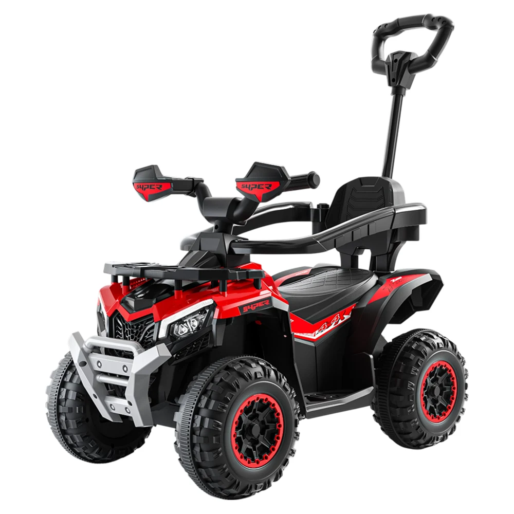 Tolocare pentru copii - Tolocar ATV pentru copii, cu mâner parental, muzică și lumini, design modern, roșu (829479)