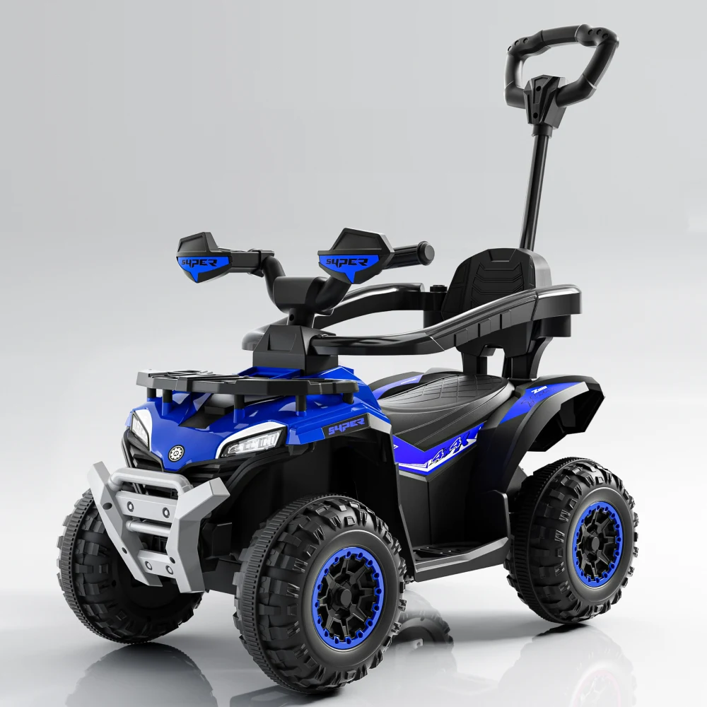 Tolocar ATV pentru copii cu mâner parental, muzică și lumini, design off-road, albastru (716923) [1]