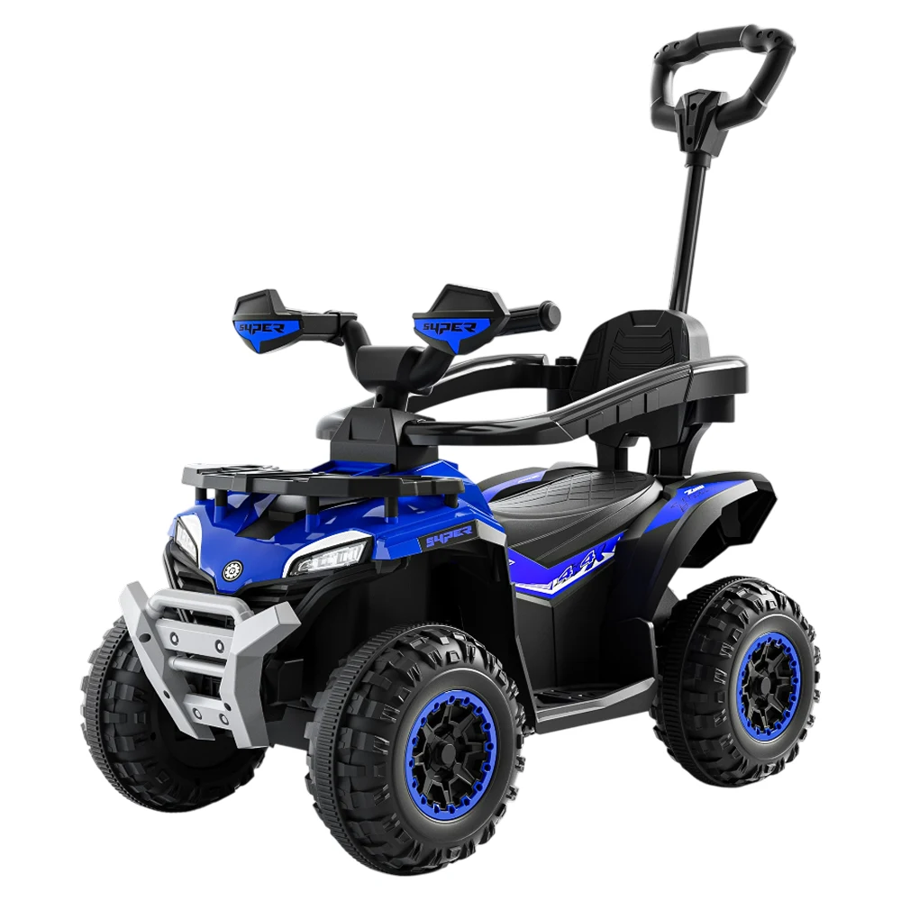 Tolocare pentru copii - Tolocar ATV pentru copii cu mâner parental, muzică și lumini, design off-road, albastru (716923)