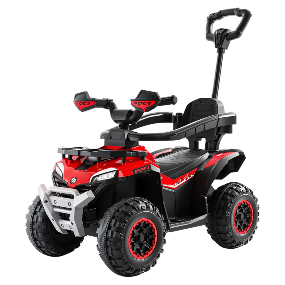 Tolocare pentru copii - Tolocar ATV pentru copii cu mâner parental, muzică și lumini, design off-road, roșu (394087)
