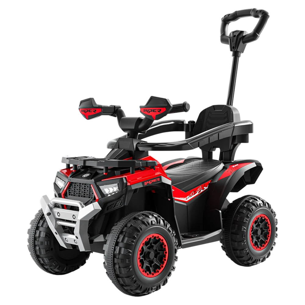 Tolocare pentru copii - Tolocar ATV pentru copii, cu mâner parental, muzică și lumini, design sport, roșu (719369)