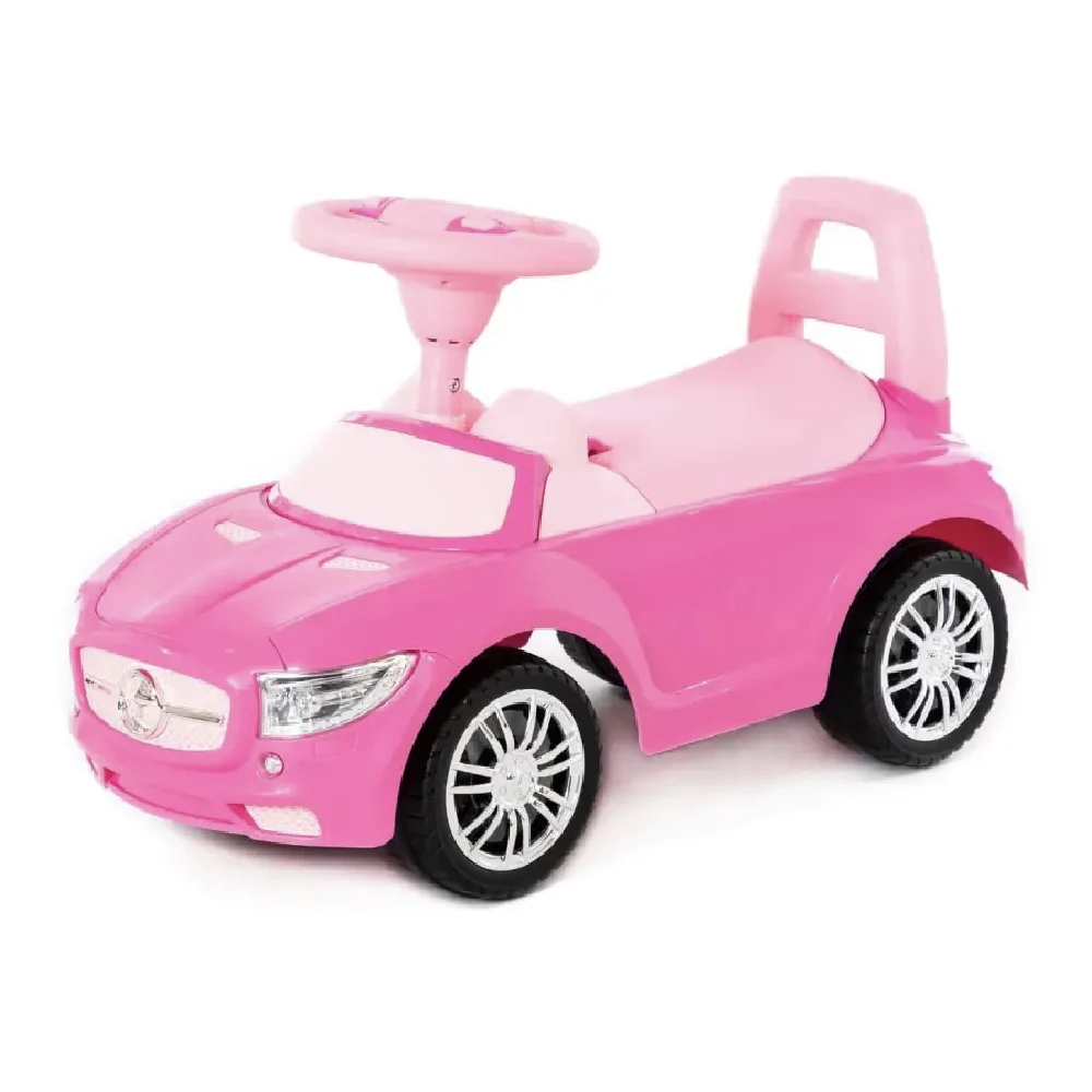 Tolocare pentru copii - Tolocar SuperCar pentru copii cu volan muzical, roz, Polesie (84477)