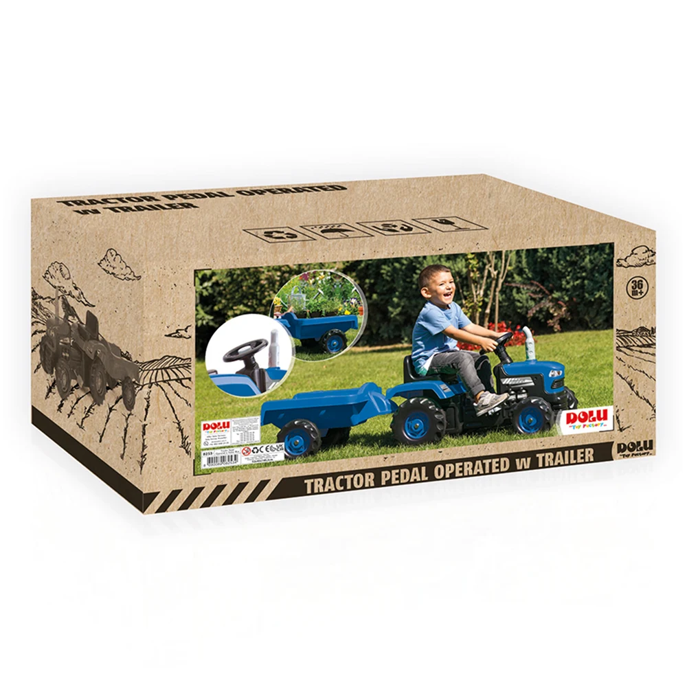Tractor cu pedale și remorcă albastru, Dolu (8253) [2]