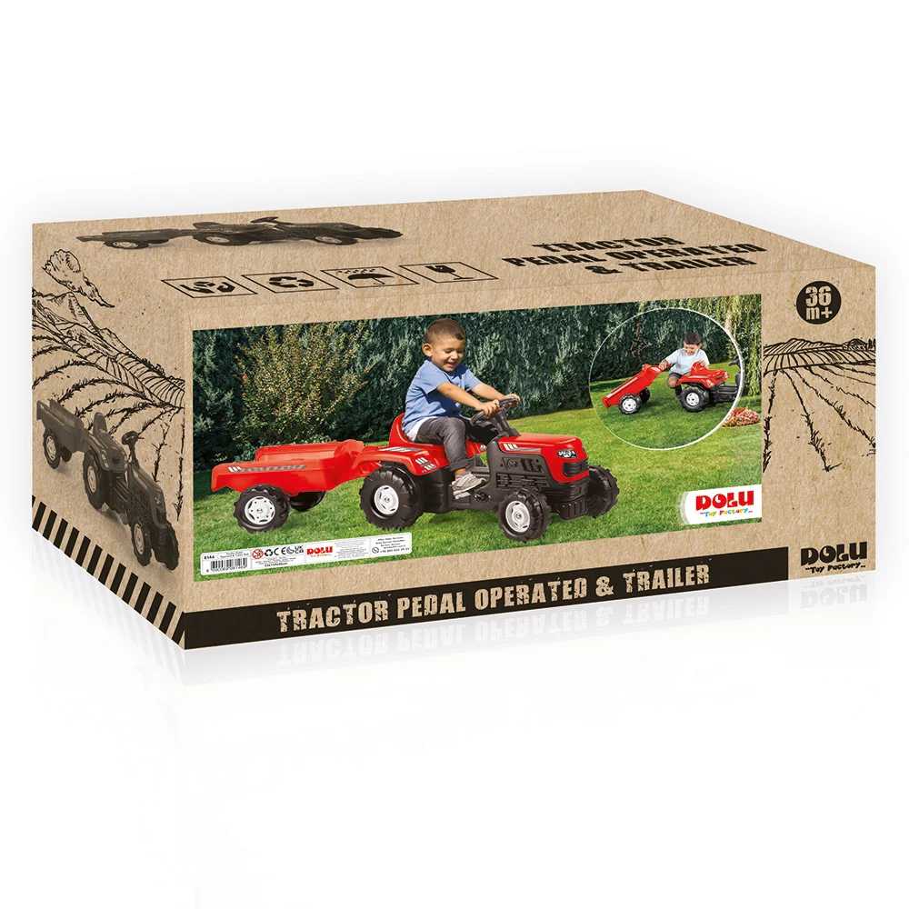 Tractor cu pedale și remorcă Ranchero roșu, Dolu (8146) [3]