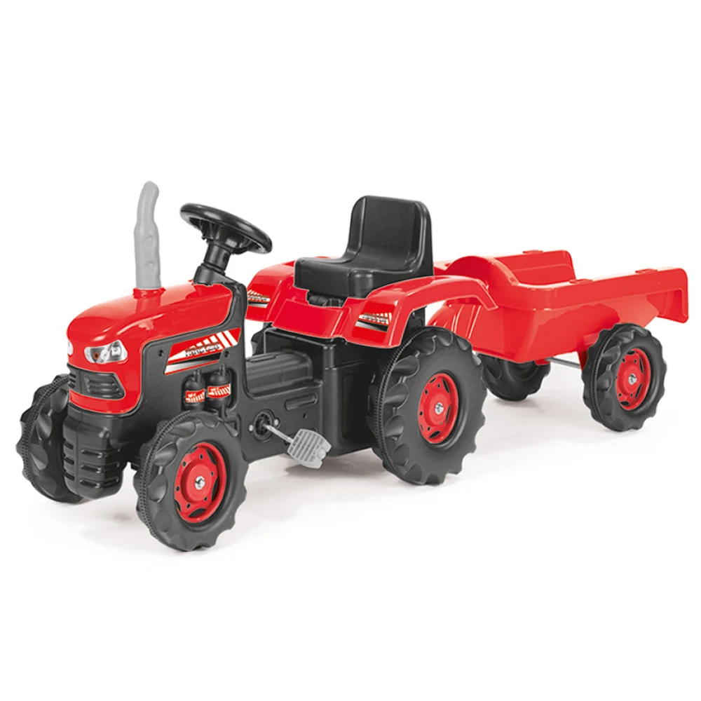 Tractoare cu pedale - Tractor cu pedale și remorcă roșu, Dolu (8153)