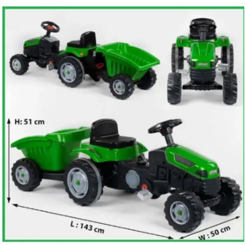 Tractor cu remorca ACTIVE, roșu/verde [20]