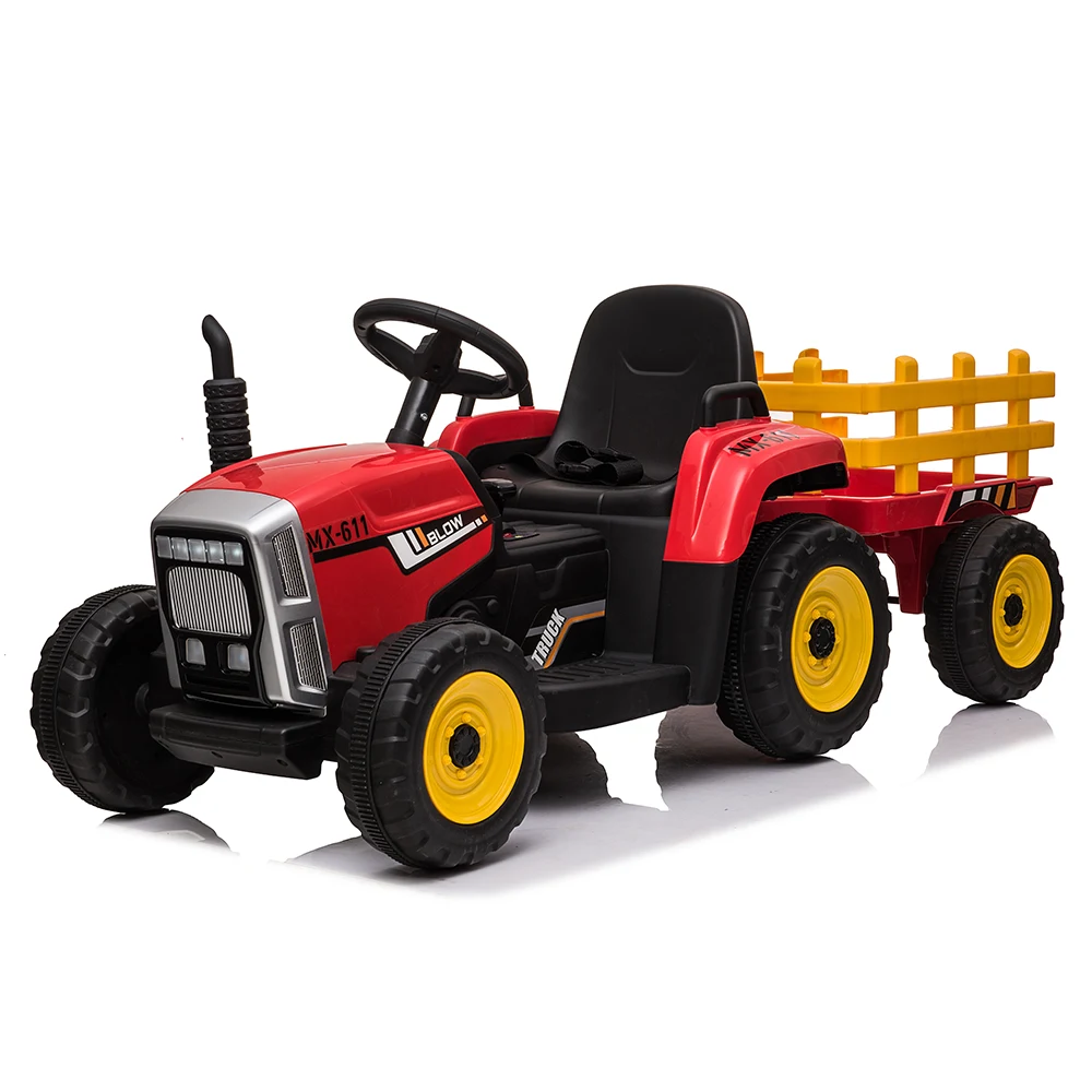 Tractoare electrice pentru copii - Tractor electric pentru copii cu remorcă, roșu (MX611/1)