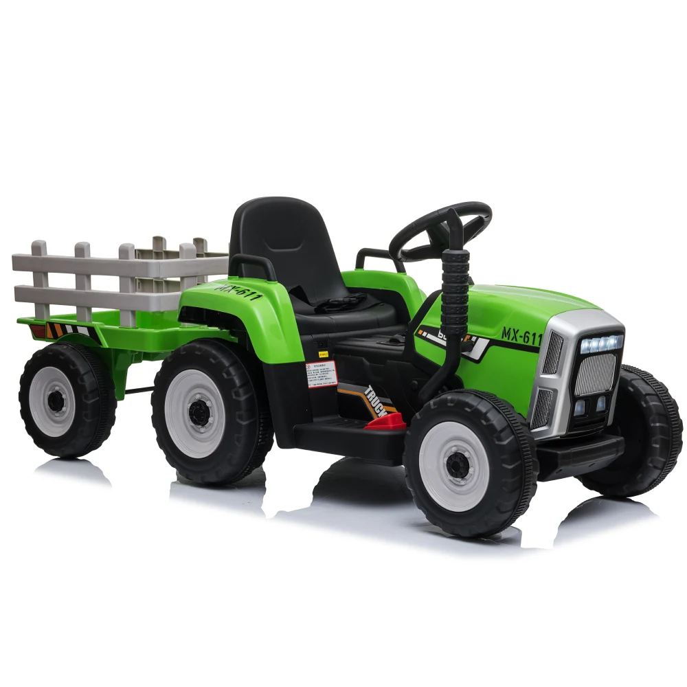 Tractor electric pentru copii cu remorcă, verde (MX611/2) [5]