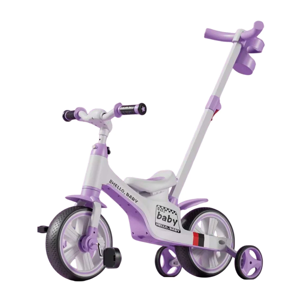 Triciclete pentru copii - Tricicletă 4 în 1 pentru copii, cu mâner parental, muzică și lumini, mov (402867)