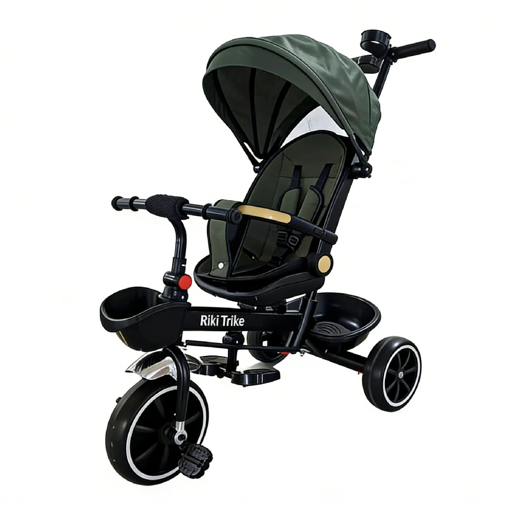 Triciclete pentru copii - Tricicletă pentru copii cu roți EVA și scaun rotativ 360°, verde (64682)