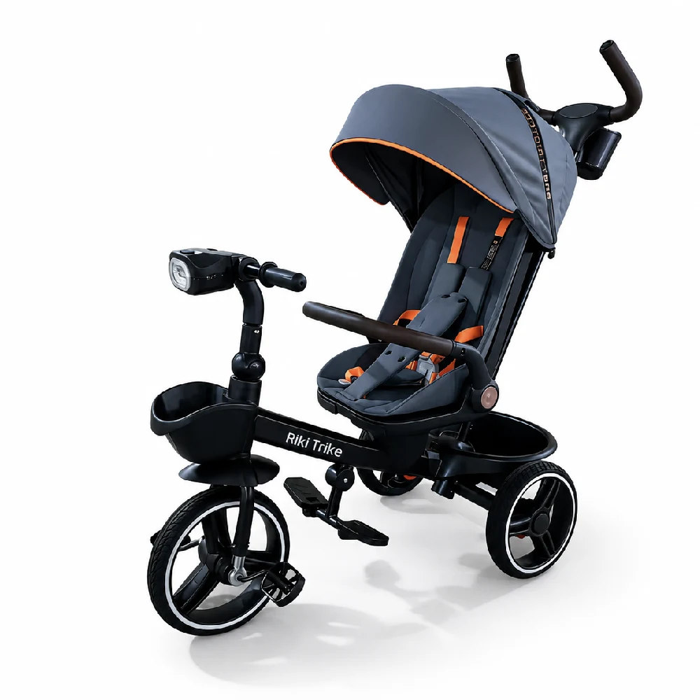 Triciclete pentru copii - Tricicletă pentru copii cu scaun rotativ 360°, gri (64668)
