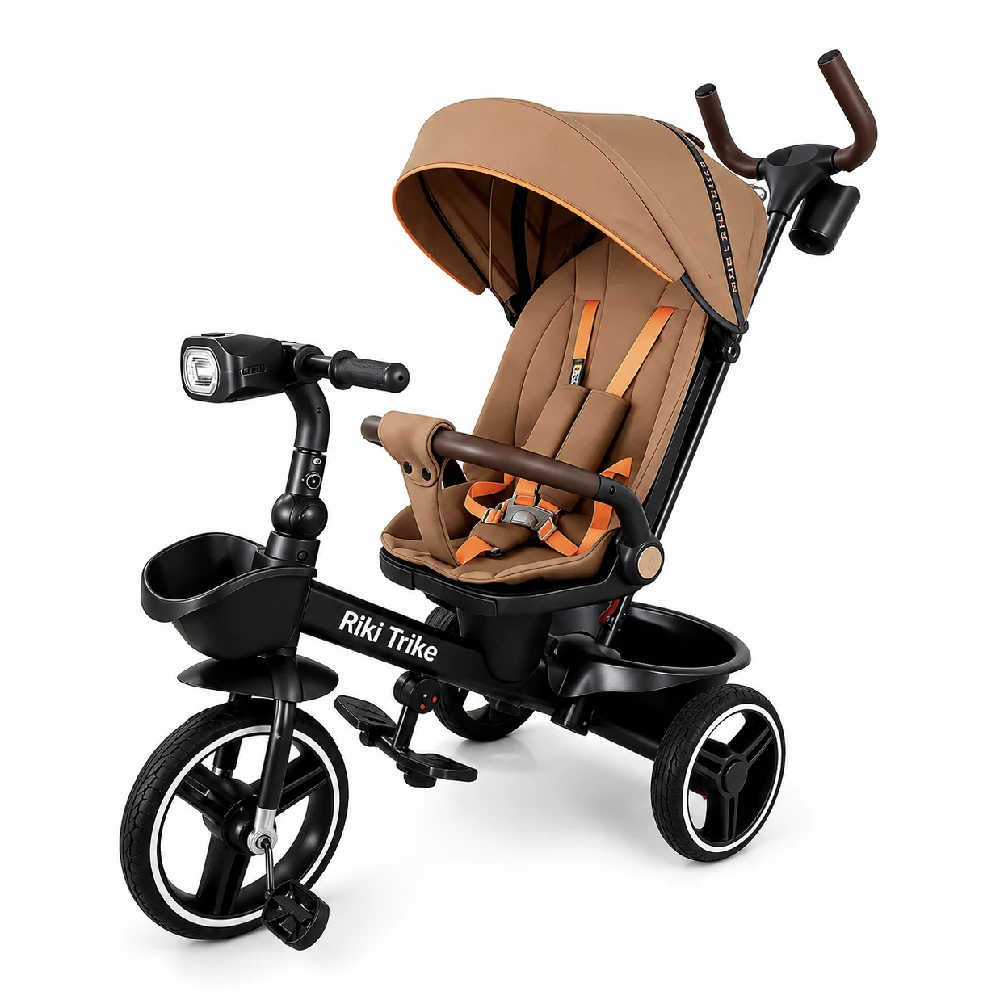 Triciclete pentru copii - Tricicletă pentru copii cu scaun rotativ 360°, maro (64651)