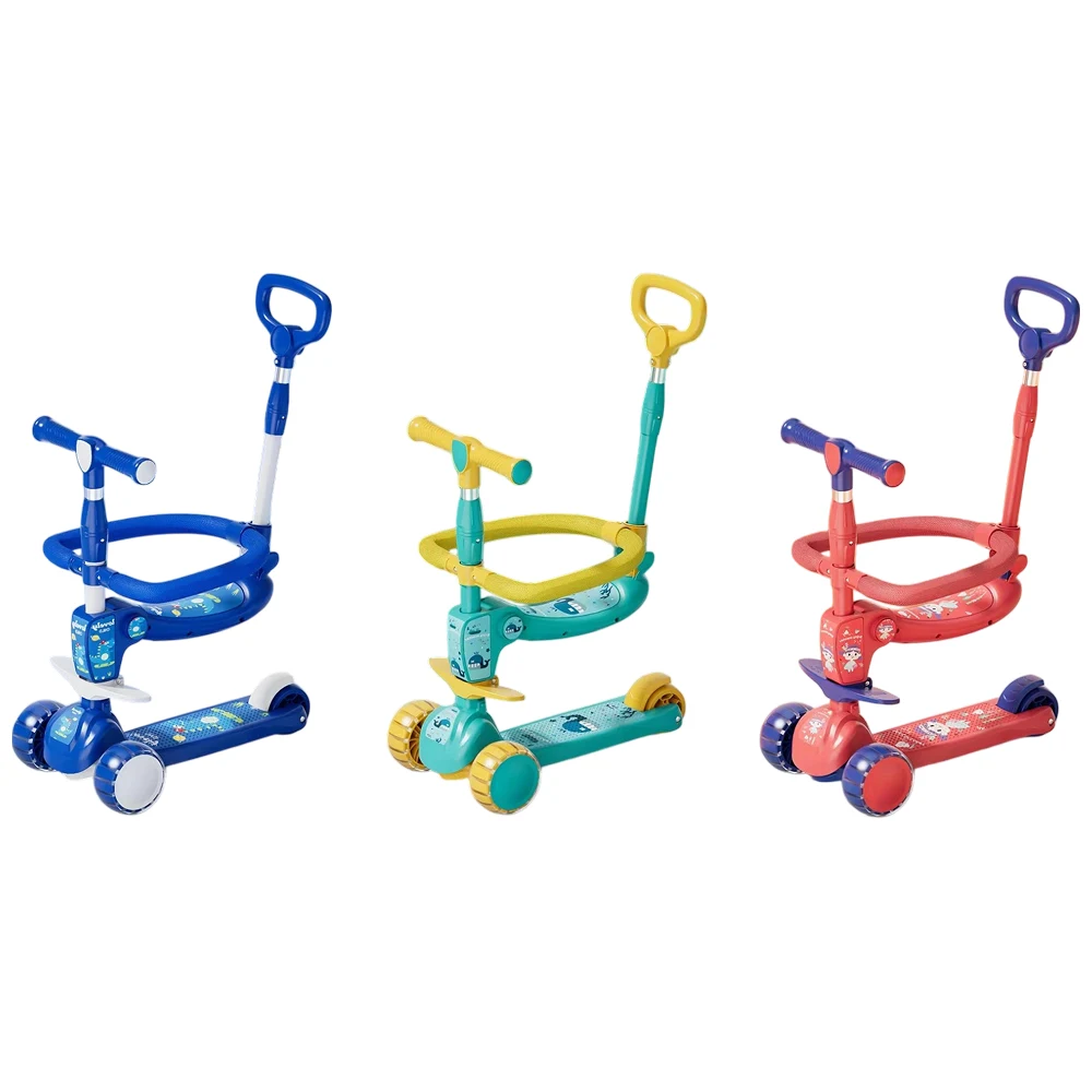 Trotinetă pentru copii 6 în 1 cu scaun, mâner parental, roți luminoase și muzică, 3 culori, RTM Scooter (JSC366) [3]