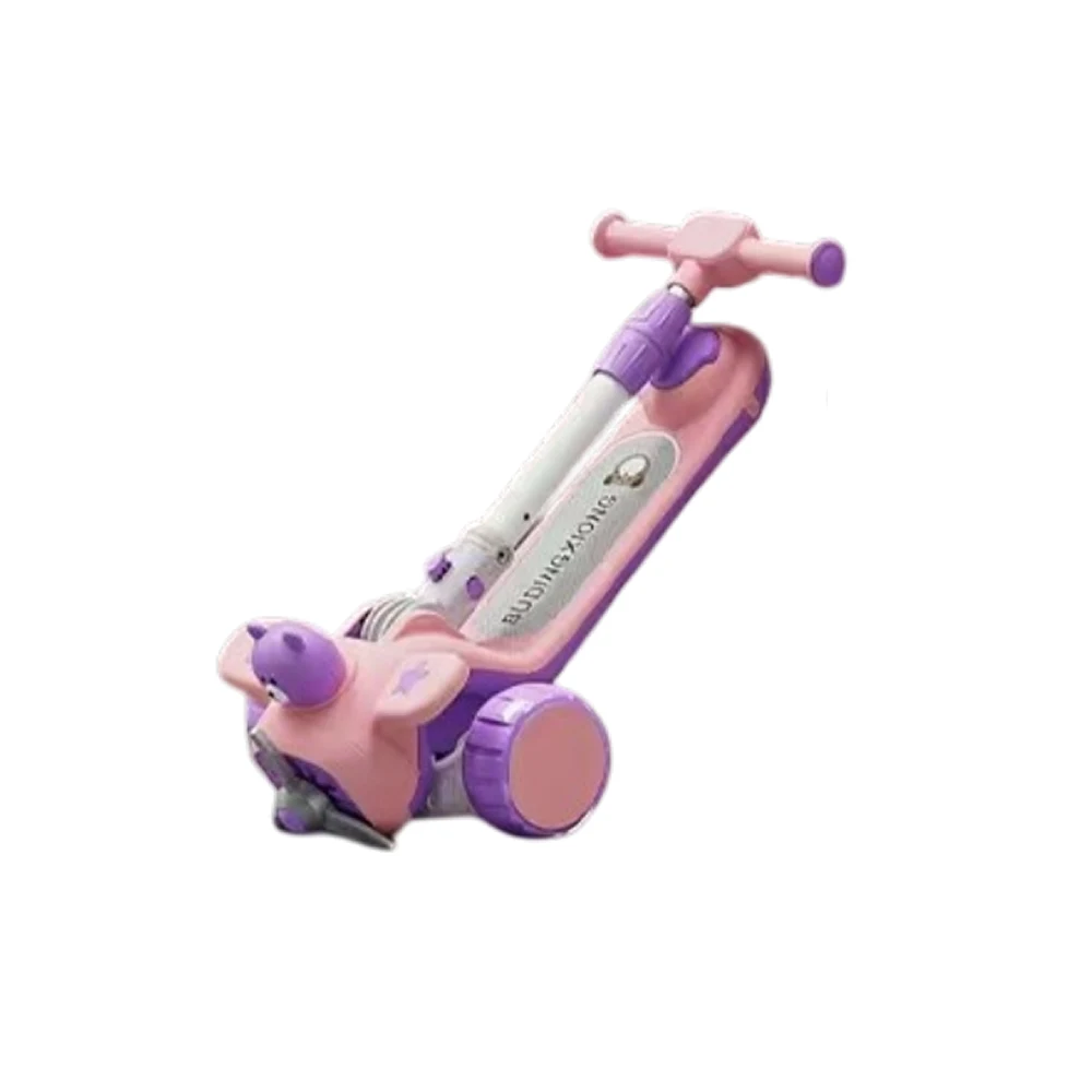 Trotinetă pentru copii 6 în 1 cu scaun, mâner parental, roți luminoase și muzică, roz, RTM Scooter (91238) [2]