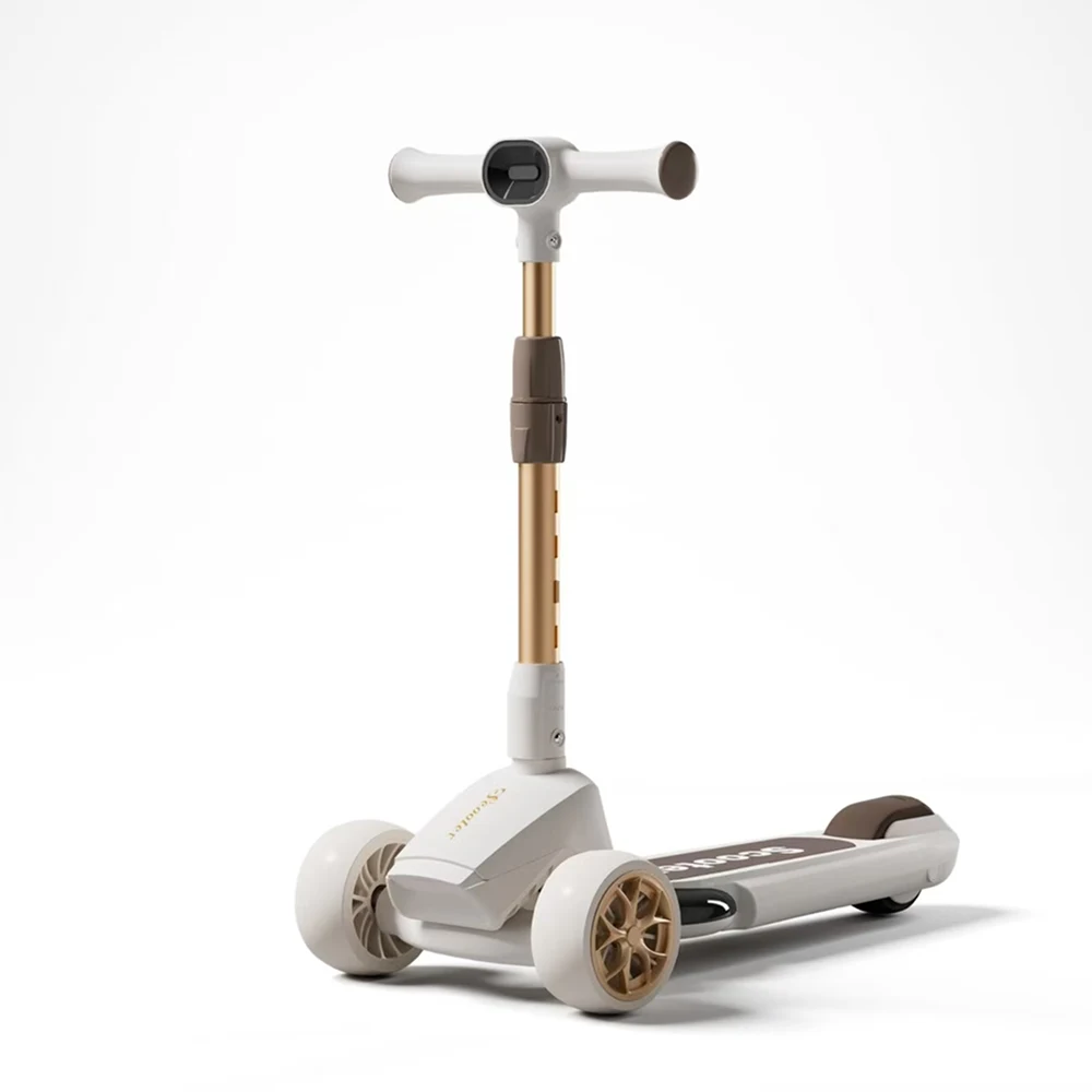 Trotinete cu 3 roți - Trotinetă pentru copii cu 3 roți luminoase, muzică și lumini, alb, RTM Scooter (79137)
