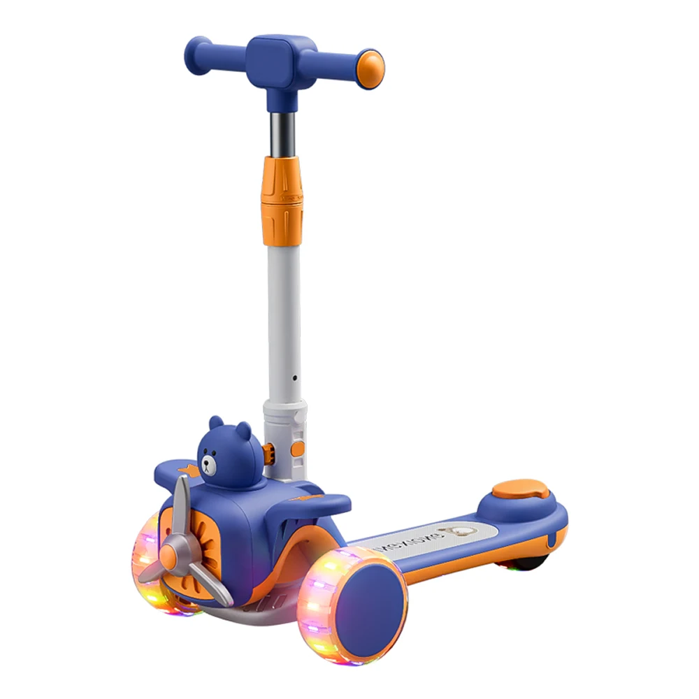 Trotinete pentru copii - Trotinetă pentru copii cu 3 roți luminoase, muzică și lumini, albastru, RTM Scooter (64463)