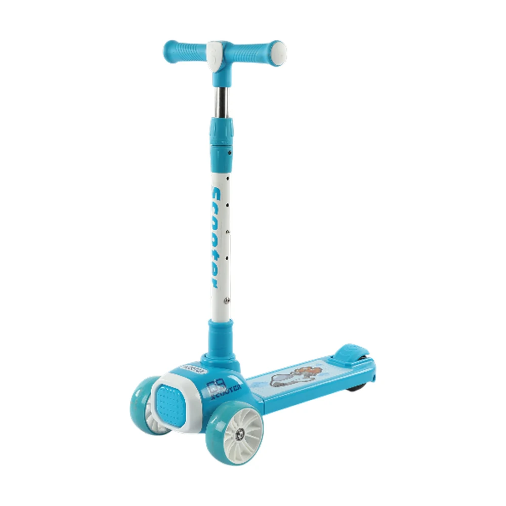 Trotinete pentru copii - Trotinetă pentru copii cu 3 roți luminoase, platformă cu lumini și muzică, albastru, RTM Scooter (87644)