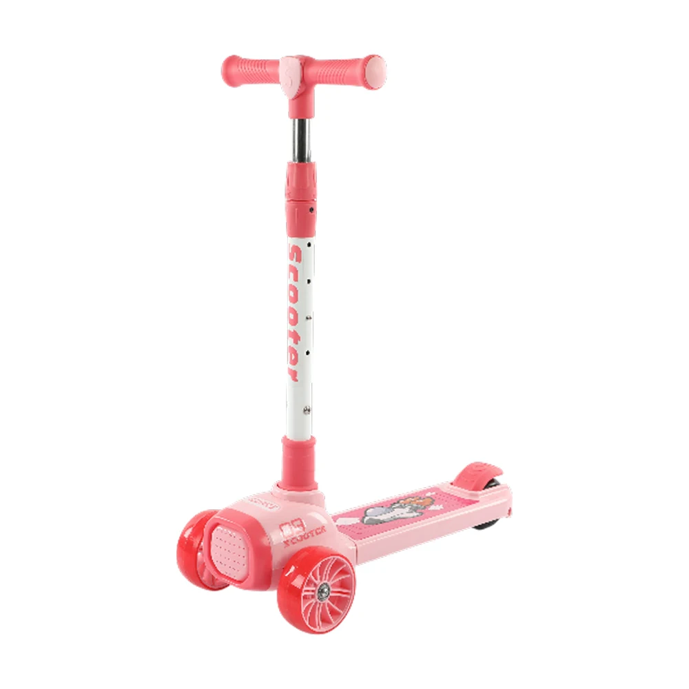 Trotinete pentru copii - Trotinetă pentru copii cu 3 roți luminoase, platformă cu lumini și muzică, roz, RTM Scooter (87729)