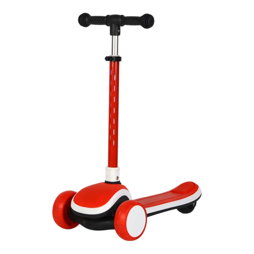 Trotinete cu 3 roți - Trotinetă pentru copii cu 3 roți luminoase, platformă cu muzică și lumini, ghidon cu lumini, roșu, RTM Scooter (41127)
