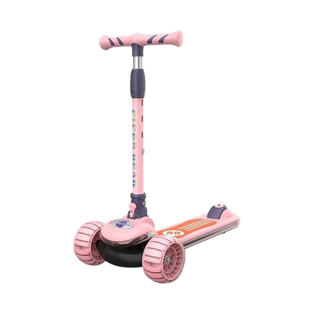 Trotinete cu 3 roți - Trotinetă pentru copii cu 3 roți luminoase, platformă cu muzică și lumini, roz, RTM Scooter (58248)