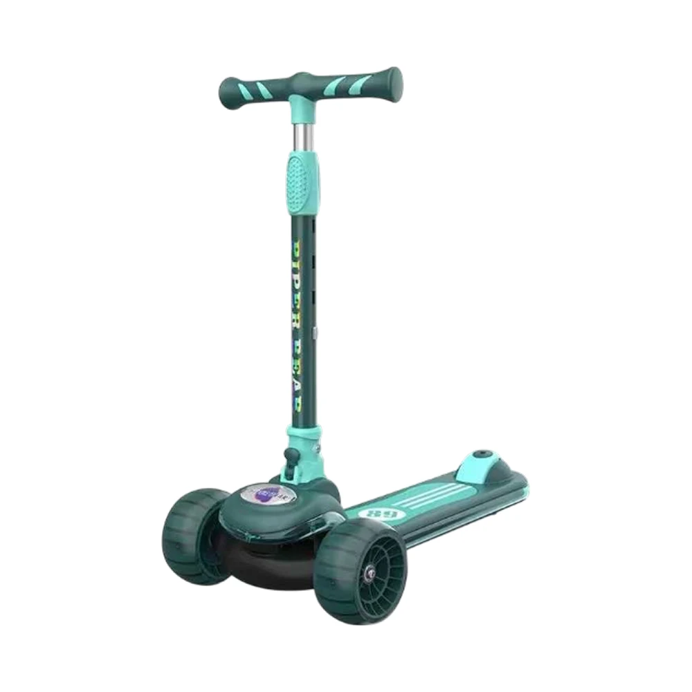 Trotinete cu 3 roți - Trotinetă pentru copii cu 3 roți luminoase, platformă cu muzică și lumini, verde, RTM Scooter (53458)