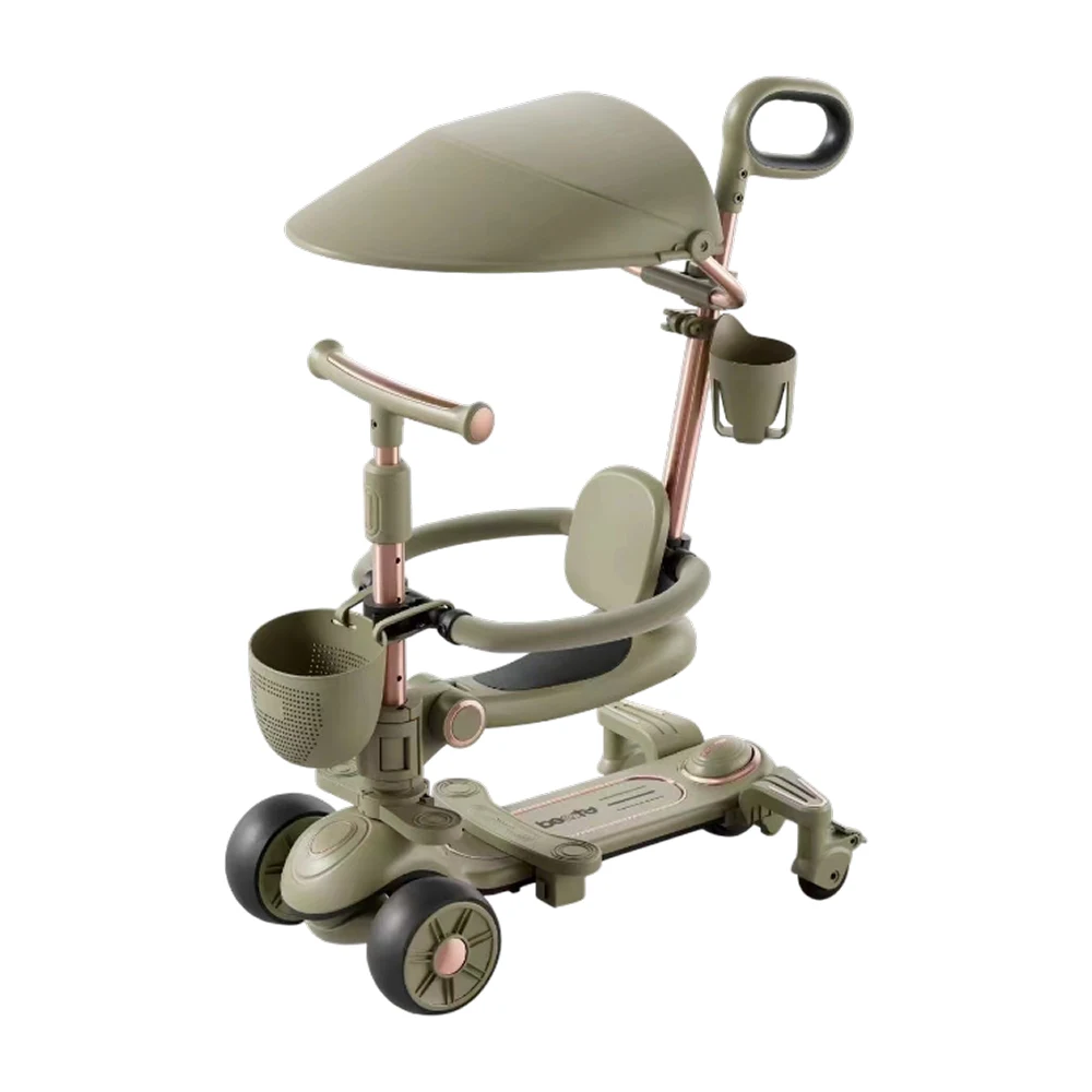 Trotinete cu 3 roți - Trotinetă pentru copii cu scaun, parasolar și mâner parental, transformabilă, roți luminoase, muzică și lumini, verde, RTM Scooter (78314)