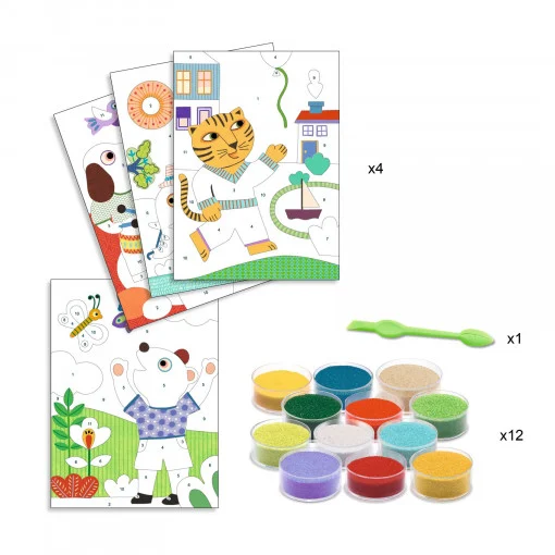 Joc creativ cu nisip colorat Animale jucause, Djeco [3]
