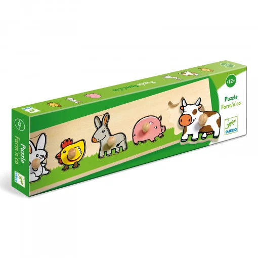Puzzle cu buton Ferma, Djeco [3]