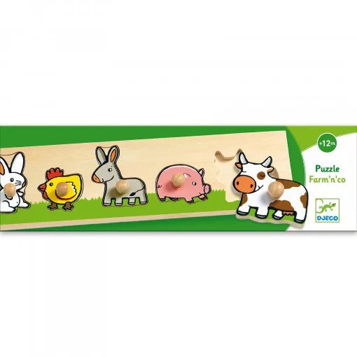Puzzle cu buton Ferma, Djeco [2]