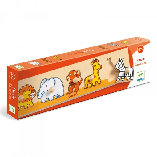 Puzzle cu buton Savana, Djeco [3]