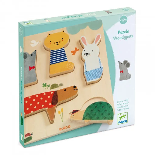 Puzzle din lemn Animale de companie, Djeco [3]
