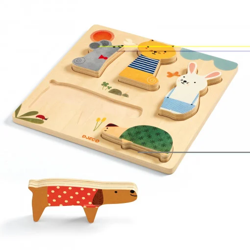 Puzzle din lemn Animale de companie, Djeco [1]