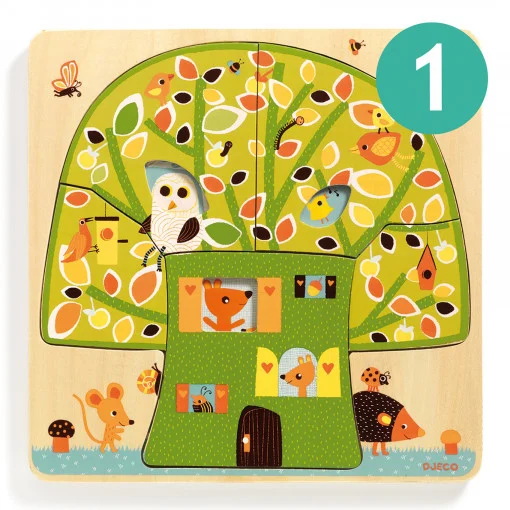 Puzzle din lemn Copacul, Djeco [2]