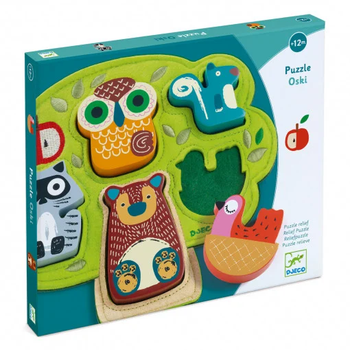 Puzzle din lemn si fetru Oski, Djeco [4]