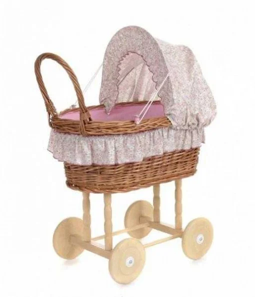 Carucior de jucarie - Carucior pentru papusi, husa pastel cu flori, Egmont Toys