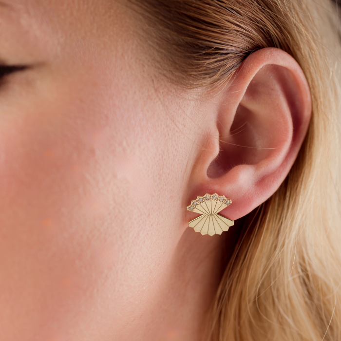 Cercei Allure Regale Aur galben 14K cu Diamante [3]