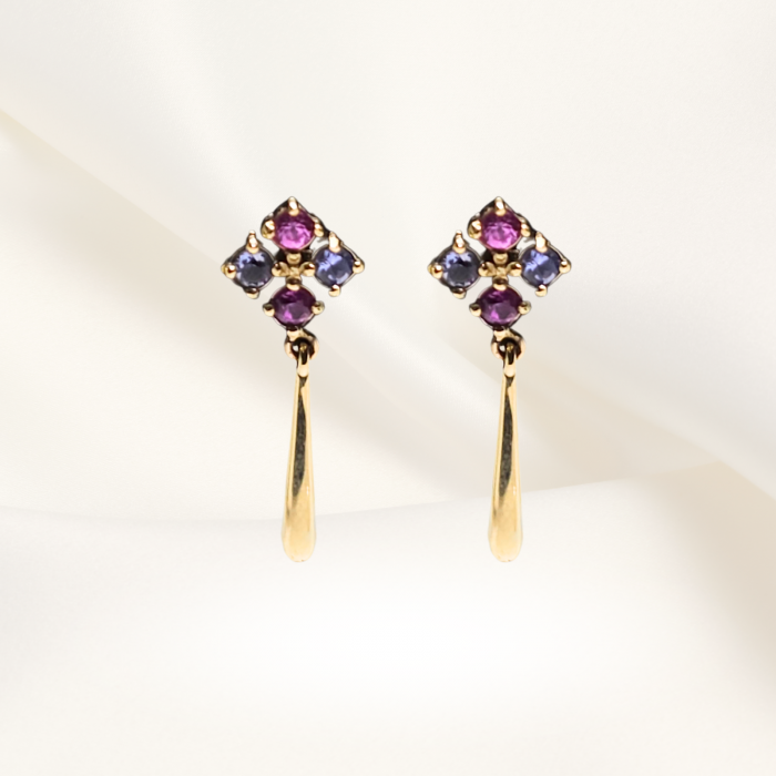 Cercei ,,Princess Tears'' Aur Roz 14K cu Safire Roz si Tanzanite [1]