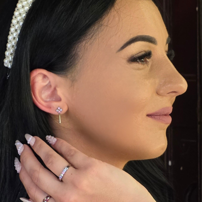 Cercei Princess Tears Aur Roz 14K cu Safire Roz si Tanzanite [3]