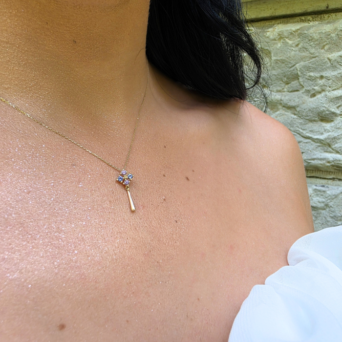 Colier Aur 14 K cu Safire roz si Tanzanite Princess Tears [2]