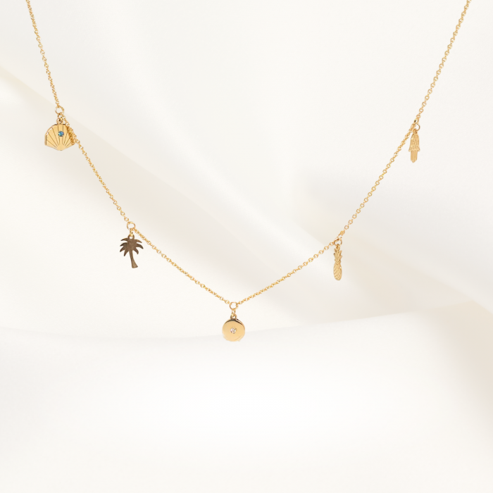 Colier ,,Summer Vibes'' din Aur galben 14K Cu 2 diamante [1]