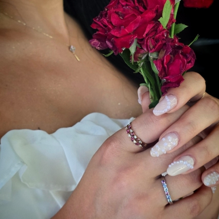 Inel Princess din Aur galben 14K cu Diamante si Pietre Semipretioase [2]